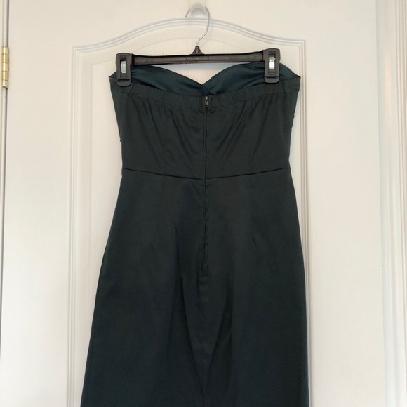 Mendocino Strapless Forest Green Satin Dress - Picture 2 of 3